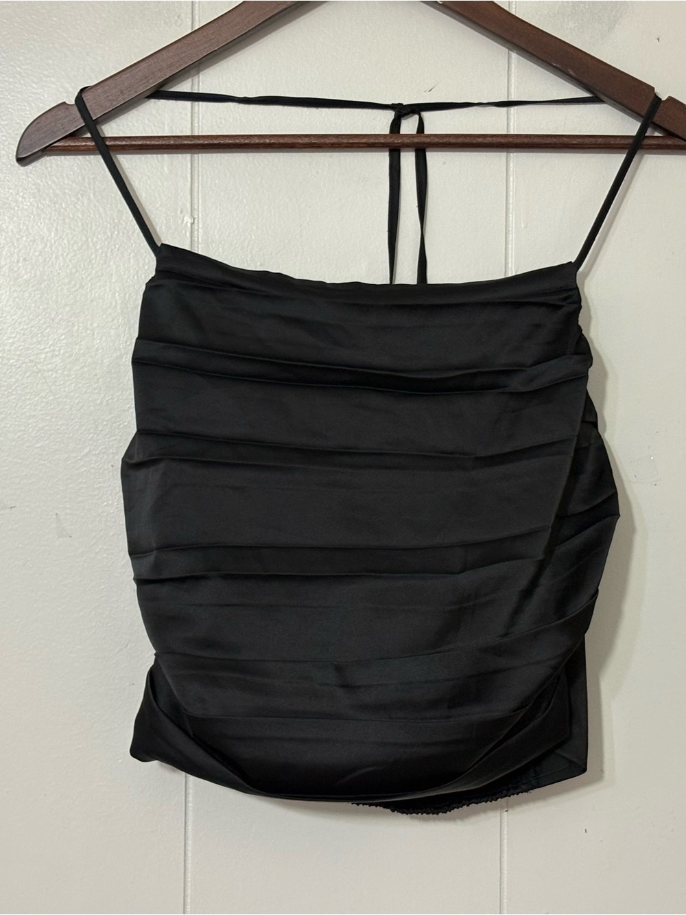 ASTR The Label Black Satin Cami Top Size Small Ruched Party Going Out - Picture 1 of 5
